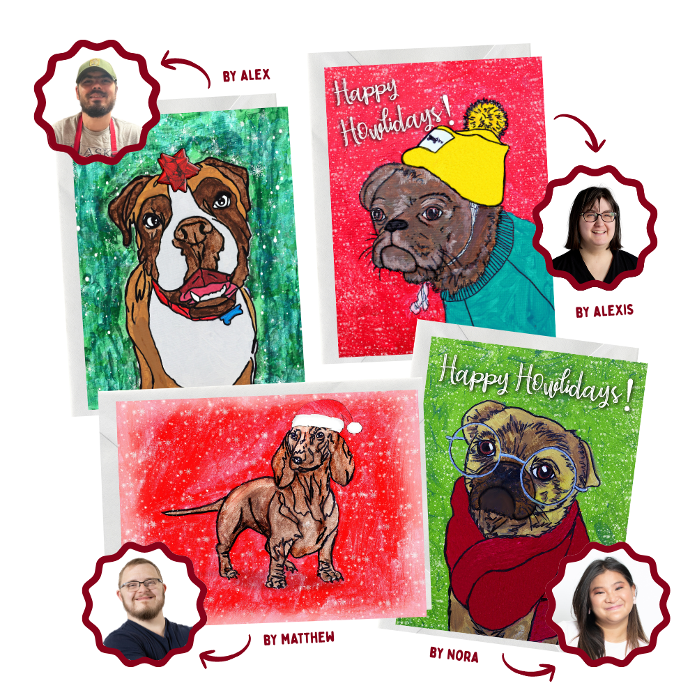 Handpainted Christmas Dog Note Cards