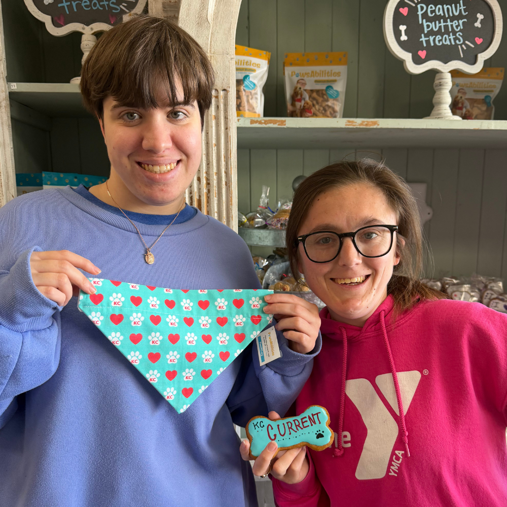 Teal KC Paws and Hearts Dog Bandana