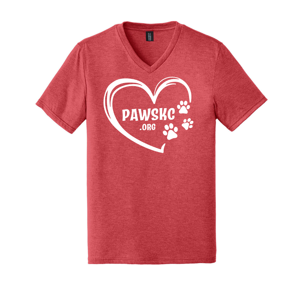 Red PawsKC Heart V-Neck