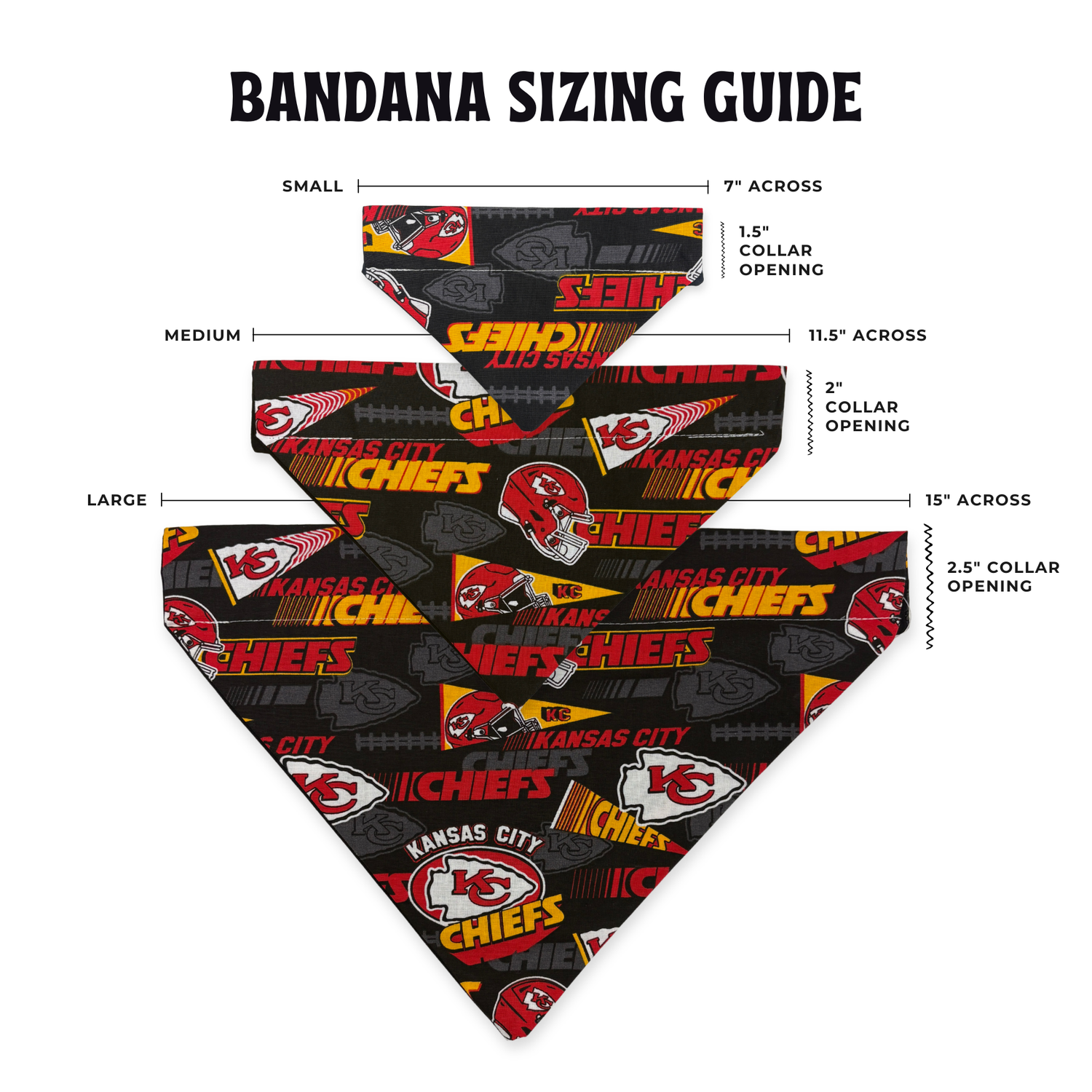 Black Kansas City Chiefs Hometown Dog Bandana