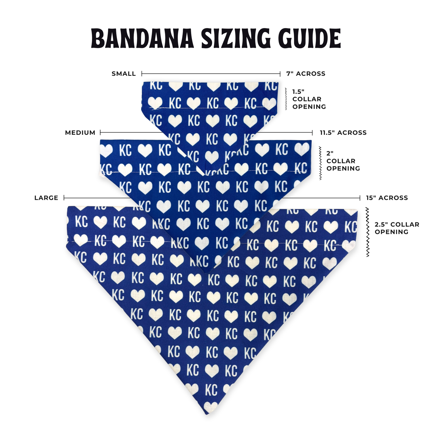Blue KC Heart Dog Bandana