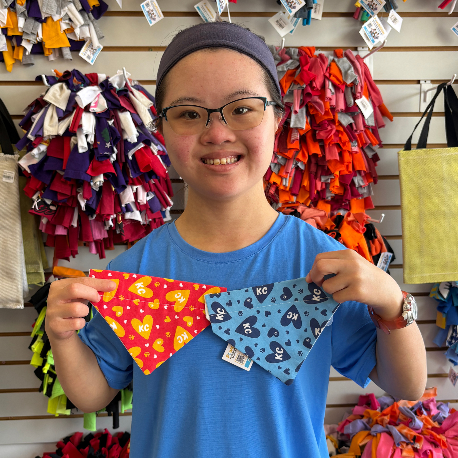 Red and Gold KC Hearts Dog Bandana