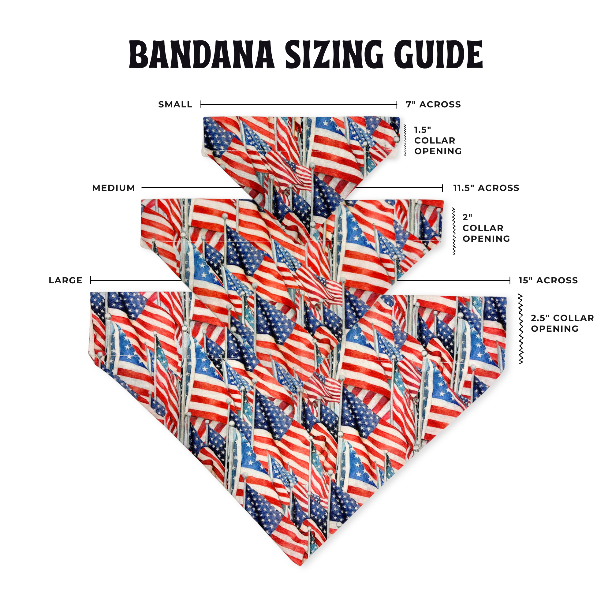 Patriotic Packed Flags on Pole Dog Bandana