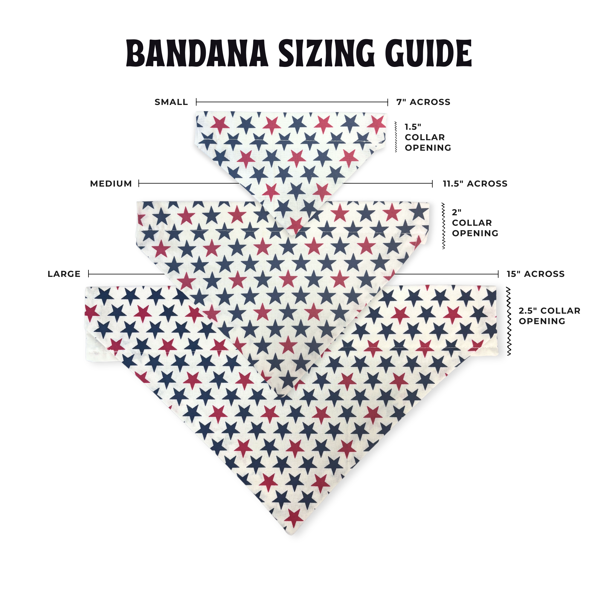 Red and Blue Stars on White Dog Bandana