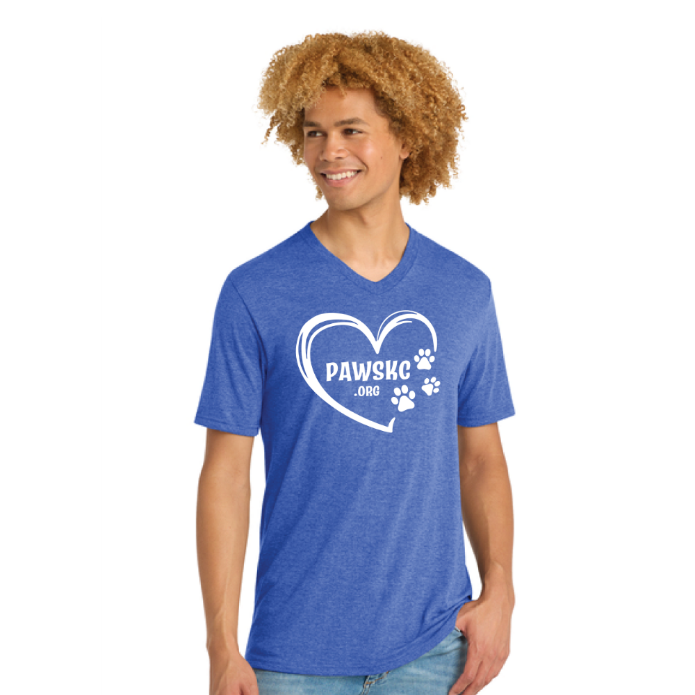 Blue PawsKC Heart V-neck