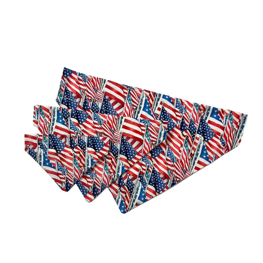 Patriotic Packed Flags on Pole Dog Bandana