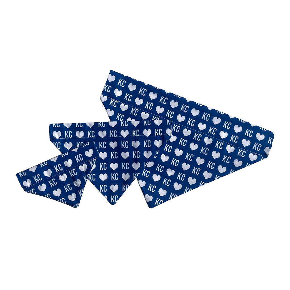 Blue KC Heart Dog Bandana