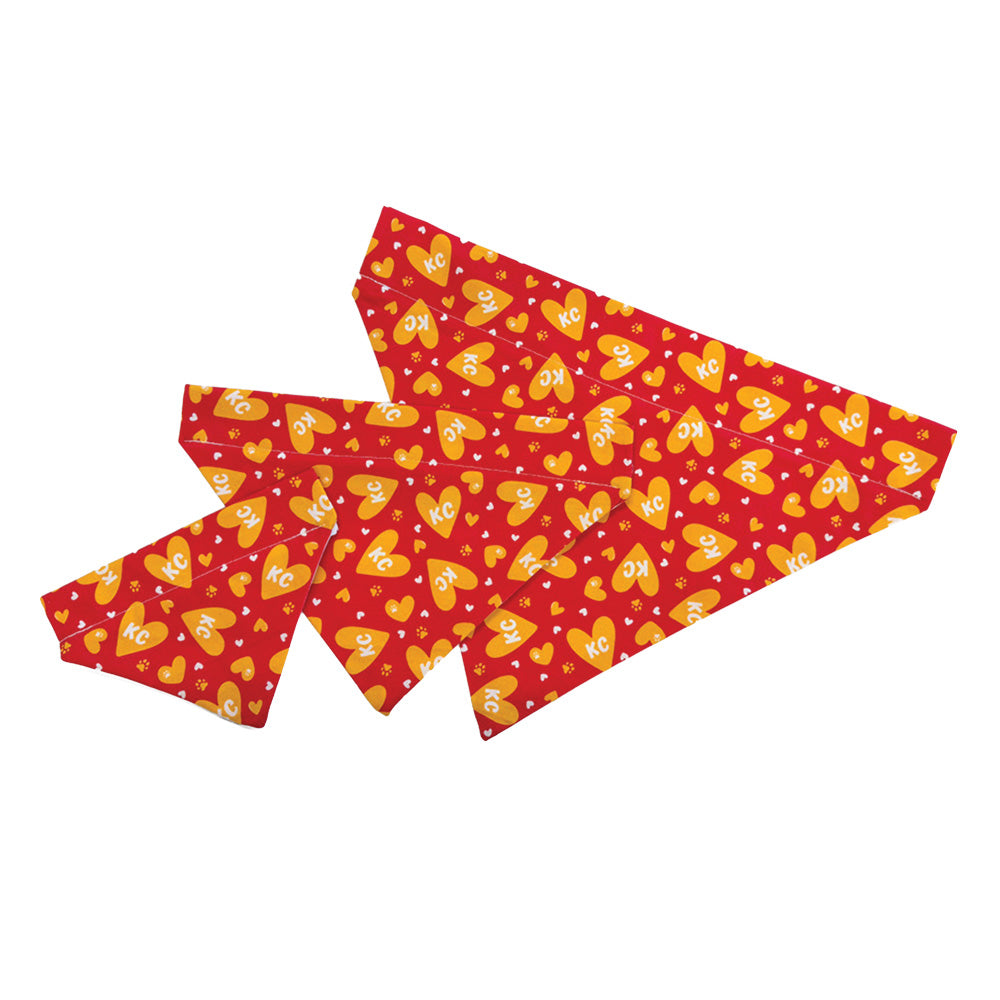 Red and Gold KC Hearts Dog Bandana