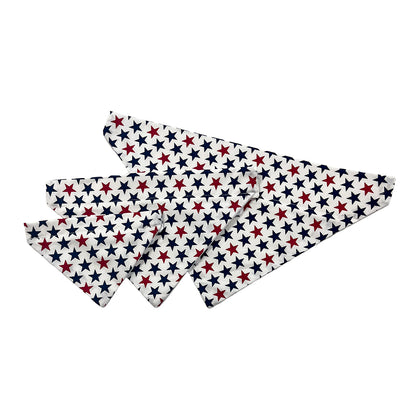 Red and Blue Stars on White Dog Bandana