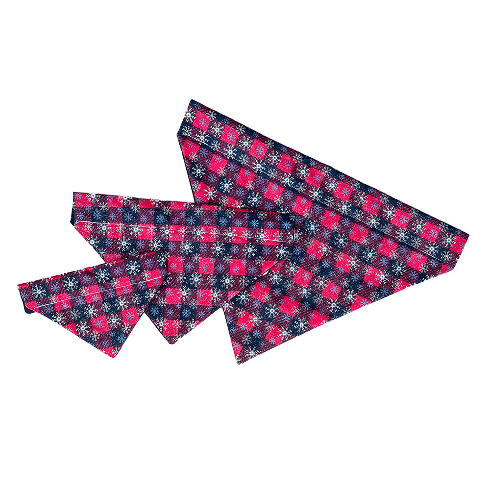 Sparkle Snowflake Plaid Dog Bandana