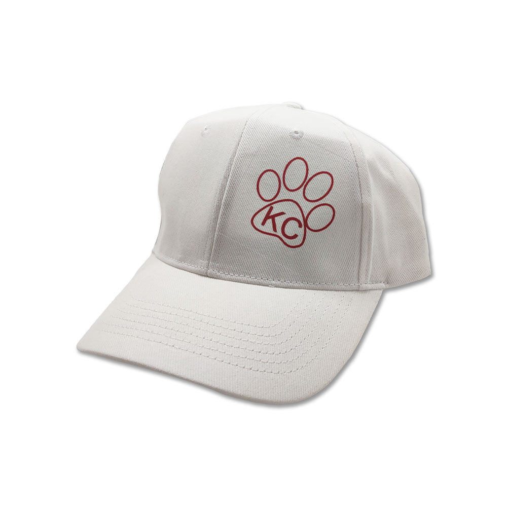 White Baseball Cap Red Paw