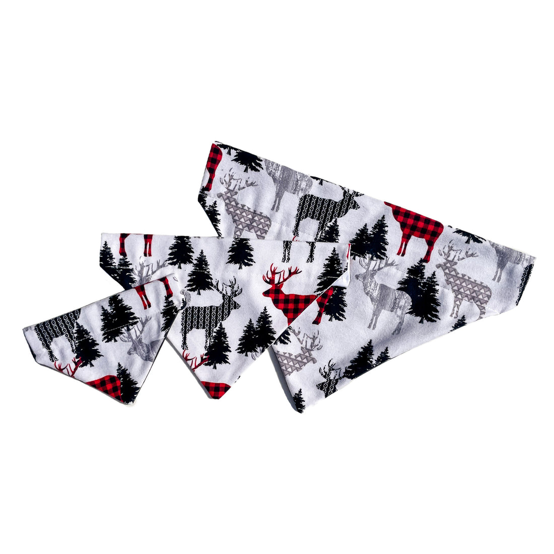 White Patterned Deer and Trees Dog Bandana