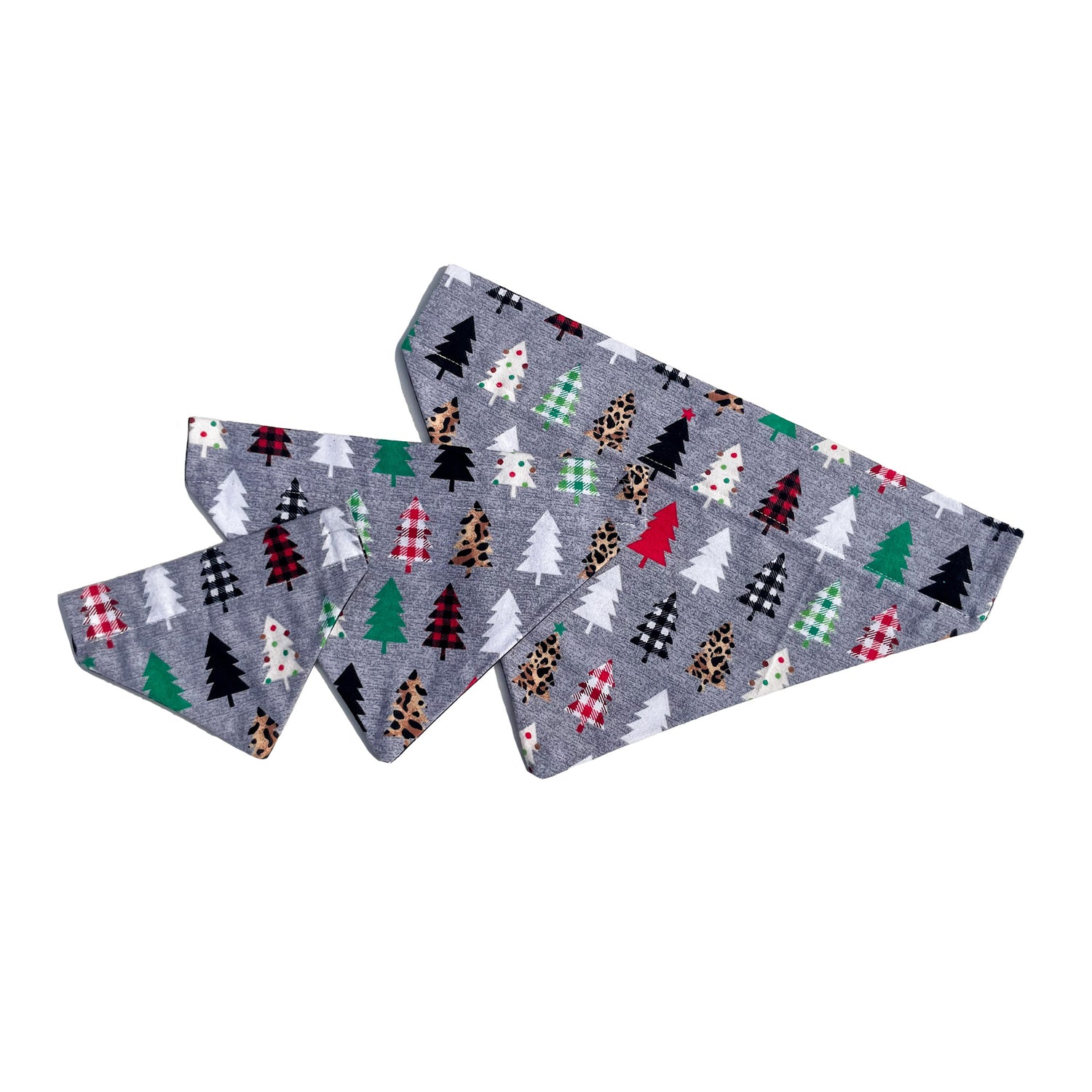 Gray Flannel Xmas Tree Dog Bandana